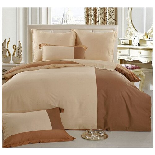 фото Постельное белье 1.5-спальное valtery bs-03, сатин, 2 наволочки 70 х 70 см, бежевый/коричневый