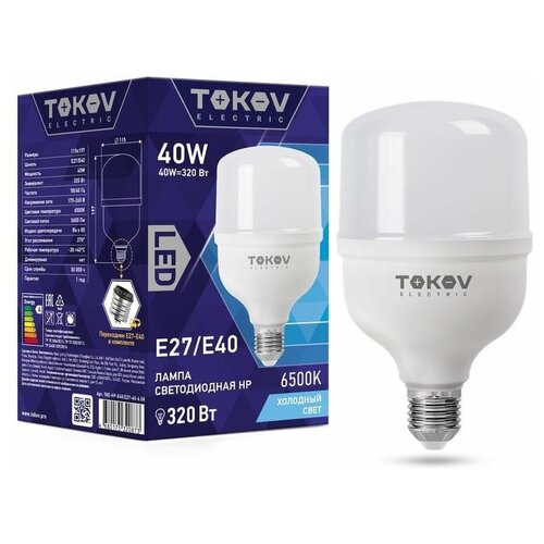 Лампа светодиодная 40Вт HP 6500К Е40/Е27 176-264В TOKOV ELECTRIC TKE-HP-E40/E27-40-6.5K