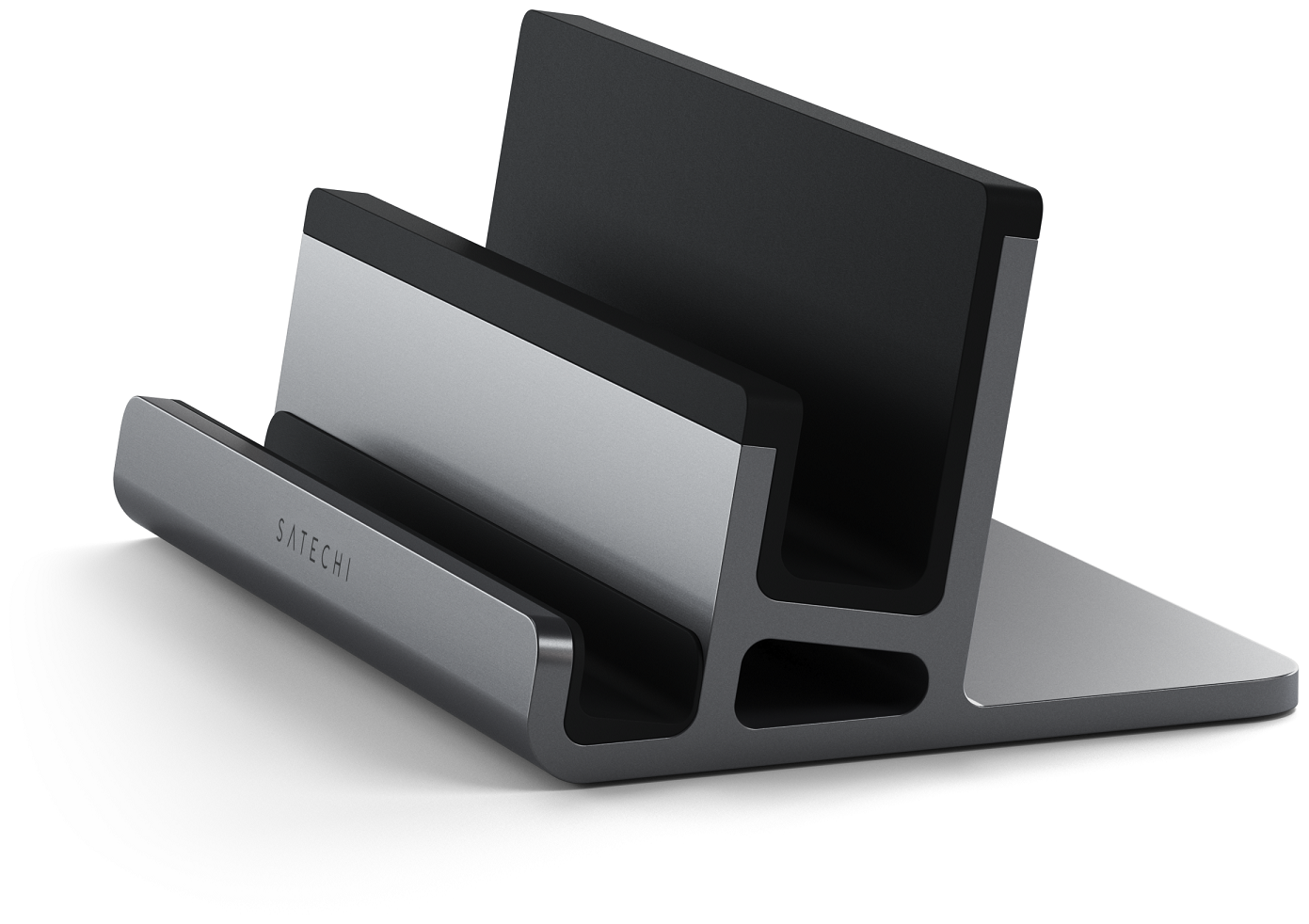 Настольная двойная подставка Satechi Dual Vertical Laptop Stand для ноутбуков и планшетов Цвет: серый космос