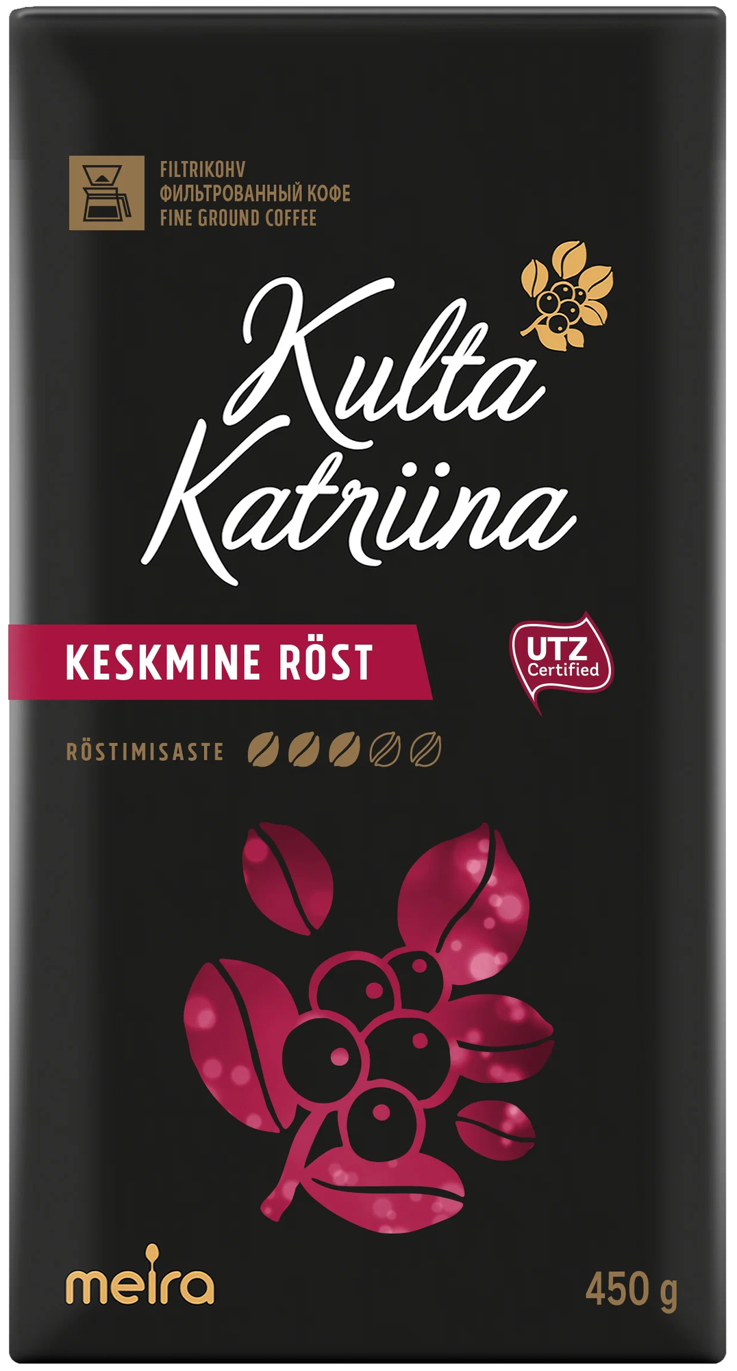 Кофе молотый Kulta Katriina Keskmine rost, 450 г, вакуумная упаковка