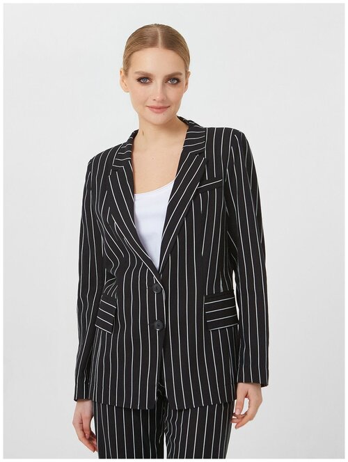Пиджак Lo, средней длины, силуэт прямой, размер 42, черный