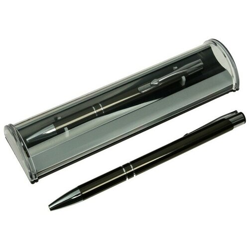 Ручка подарочная, шариковая, автоматическая Стиль в пластиковом футляре, NEW, темно-серая
