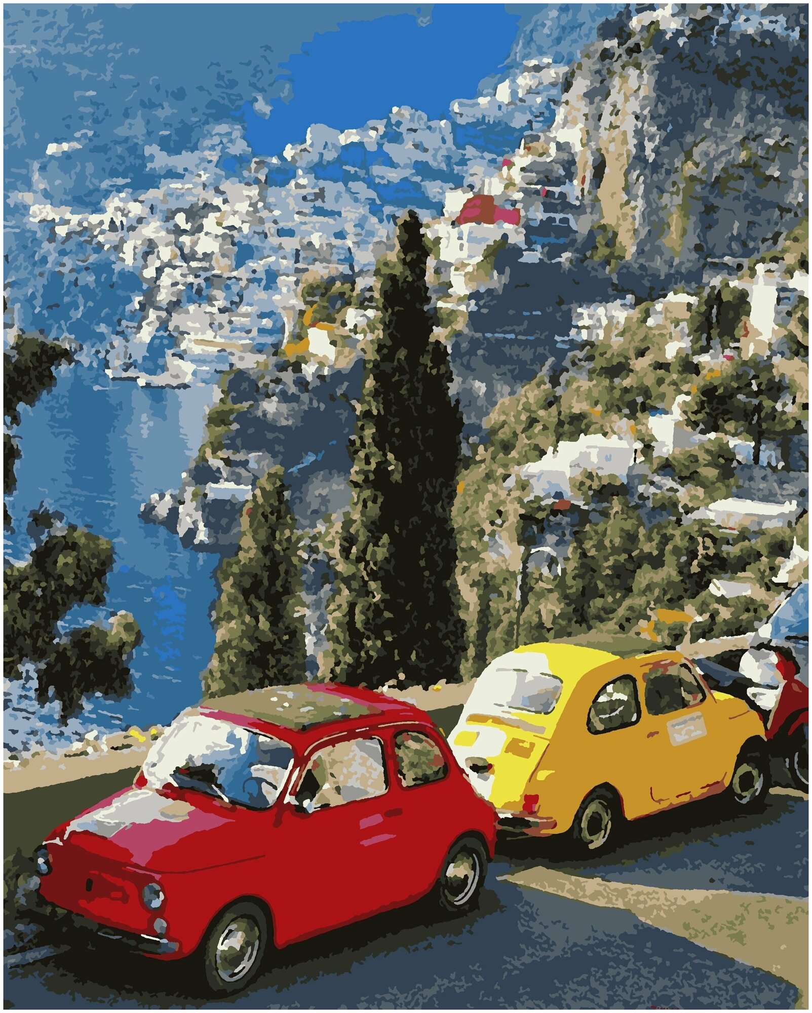 Картина по номерам на холсте 40х50 см "Побережье Италии", сложность высокая - 5, 24 цвета