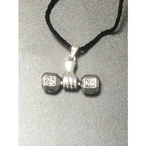 фото Подвеска гантеля 25 кг. покрытый антикварным серебром . цепочка с подвеской на шею , талисман/ нет бренда