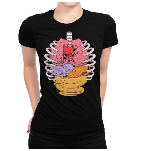 фото Футболка dream shirts кошачья анатомия женская 2xl черная