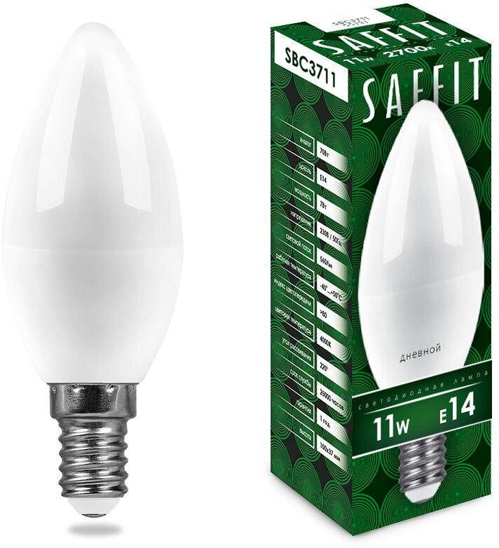Лампа светодиодная Saffit SBC3711 Свеча E14 11W 2700K 55131