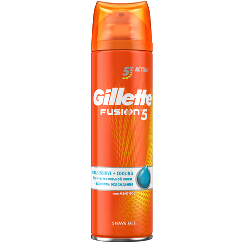Купить Гель для бритья Fusion 5 Ultra Sensitive & Cooling Охлаждающий Gillette, 200 мл
