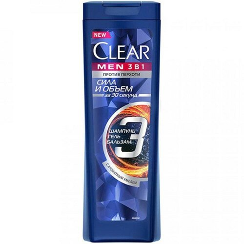 Шампунь-бальзам-гель для душа Clear Men 3 в 1 Объем и Сила 400 мл 1440₽