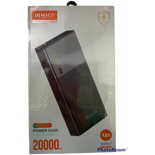 Внешний аккумулятор Power bank 2 USB Demaco A85 20000 mAhчерный с фонариком 105000₽