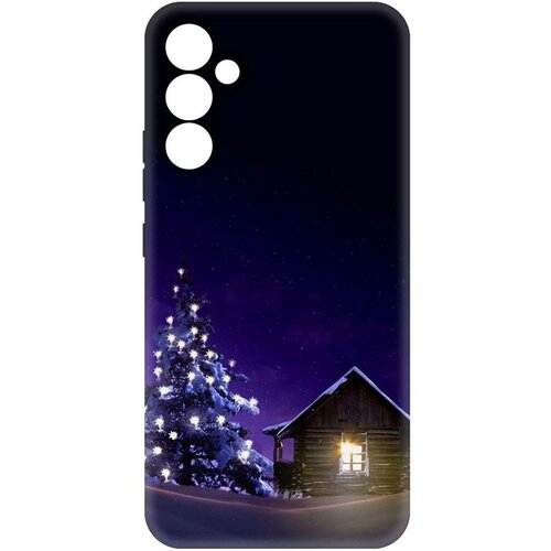 Чехол-накладка Krutoff Soft Case Зимний домик для Samsung Galaxy A34 5G (A346) черный