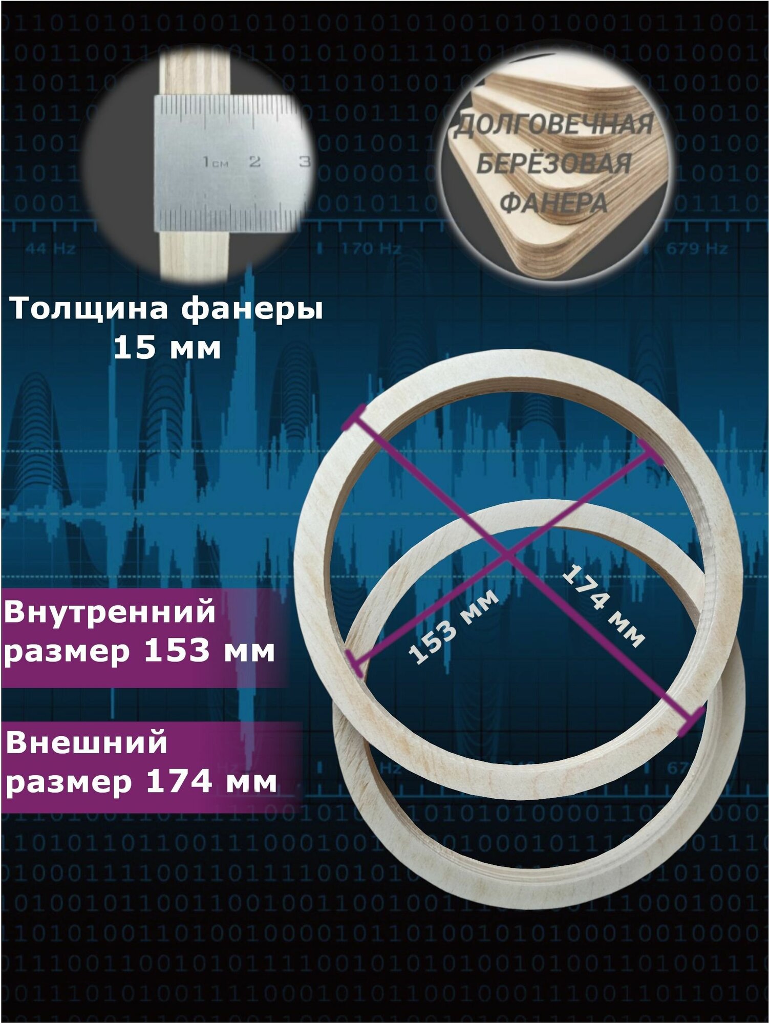 Проставочные кольца под динамики 16,5 см. толщина 15 мм.