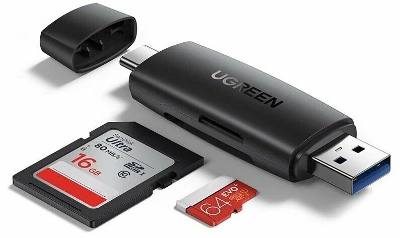 Кардридер многофункциональный UGREEN CM304 (80191) Multifunction USB-C +USB TF/SD 3.0 Card Reader. Ц