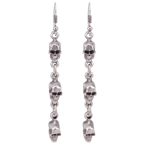 фото Серьги бижутерные черепа (замок-крючок, бижутерный сплав, серебристый) 1-56564 otokodesign