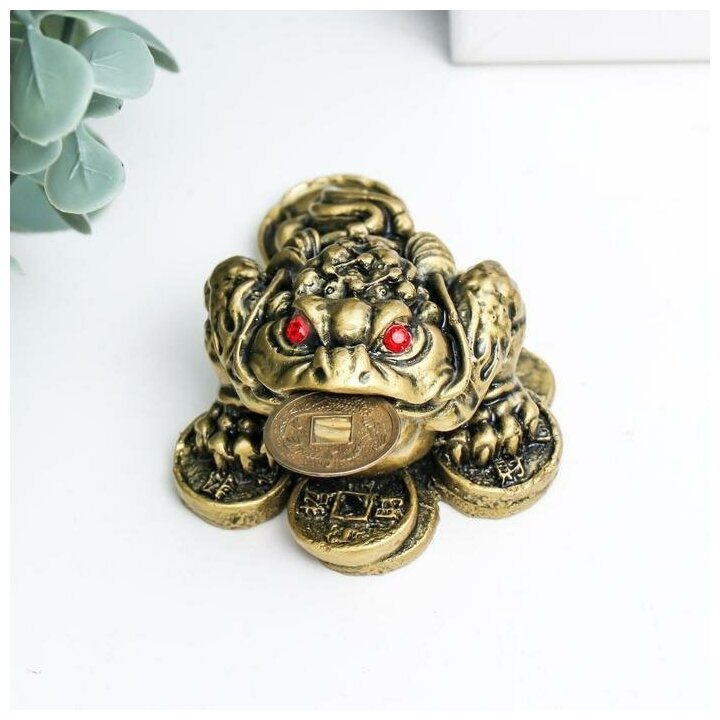 фото Нэцкэ бронза "Жаба на монетах" 4 х 7 х 5,5 см