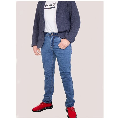 фото Джинсы maxq & jeans, прямой силуэт, средняя посадка, стрейч, размер 30, синий