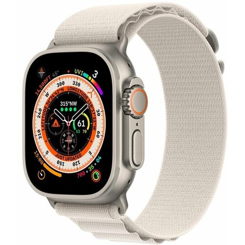 Умные часы Apple Watch Ultra GPS + Cellular, 49mm Titanium Case with Starlight Alpine Loop Medium