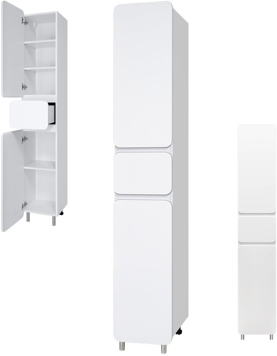 фото Шкаф-пенал Misty Орхидея - 50 белая эмаль без корзины с 2 ящиками