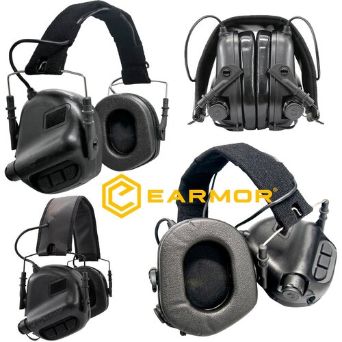 тактический шлем abs fast с защитой для глаз черный Активные наушники для стрельбы EARMOR M31 без микрофона / Black
