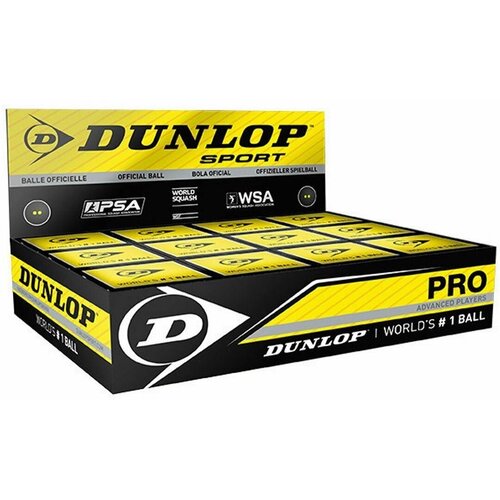 Мячи для сквоша Dunlop Pro(с 2 желтыми точками) 12 штук
