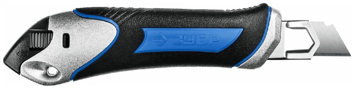 Металлический обрезиненный нож с автостопом Титан-А, сегмент. лезвия 18 мм, ЗУБР Профессионал (09177_z02)