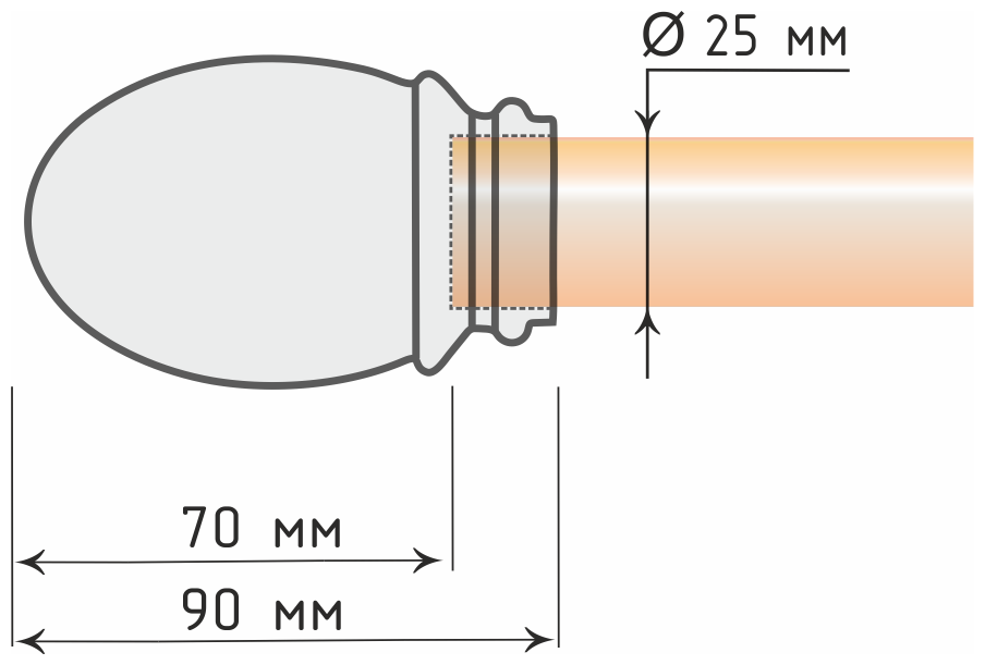 Наконечники для карниза OLEXDECO «Беллуно» для труб диаметром 25 мм, 1 пара. Антик - фотография № 2