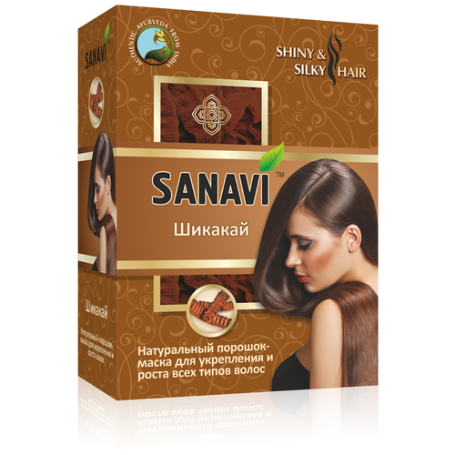 SANAVI Порошок-маска для волос Шикакай, 100 г, 100 мл, пакет натуральный порошок для волос амла ритха шикакай sanavi 100гр