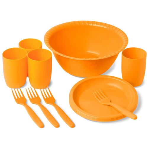 Набор посуды для пикника Витто на 4 персоны, 13 предметов, цвет: оранжевый набор посуды для пикника витто на 4 персоны