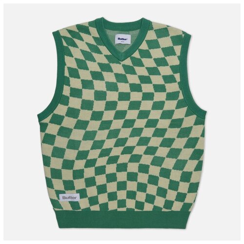 фото Мужской жилет butter goods checker knit зелёный , размер s