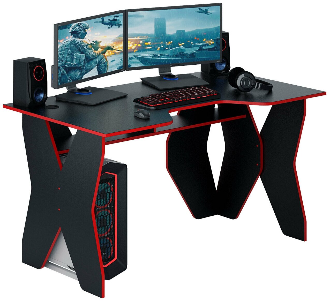 MFMaster игровой стол Форсаж-1, ШхГхВ: 140х89.2х73 см, цвет: черный/красный