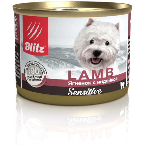 BLITZ Sensitive консервы для собак , ягнёнок с индейкой, 200 гр, 6 шт.