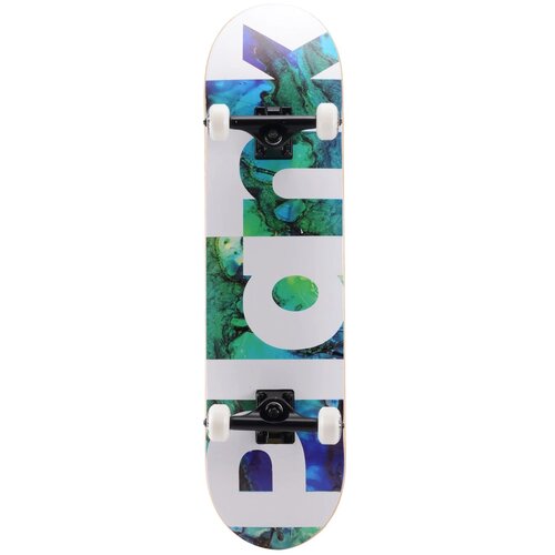 фото Скейтборд plank minimal, 31x8, белый/зеленый