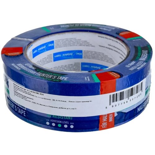 blue dolphin малярная лента blue dolphin masking tape сильная адгезия ровный край 48мм х 50м 01 7 15 st627 Малярная лента ПВХ для деликатных поверхностей 38мм Х 50м BlueDolphin (01-1-02)