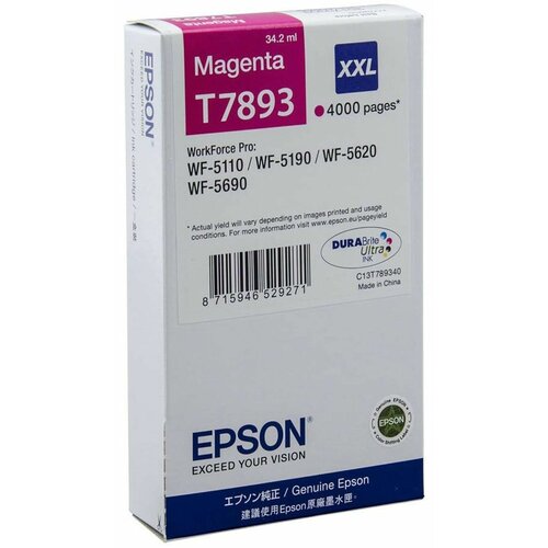 Картридж для печати Epson Картридж Epson T7893 C13T789340 вид печати струйный, цвет Пурпурный, емкость 34мл.