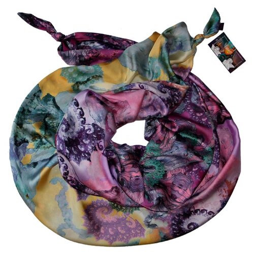 фото Двойной шарф-долька оланж ассорти серия апрель с узелками, розовый/желтый