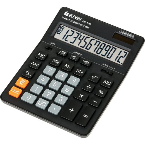 Калькулятор Eleven настольный, 12 разрядов, двойное питание, 155х205х36 мм, черный (SDC-444S)