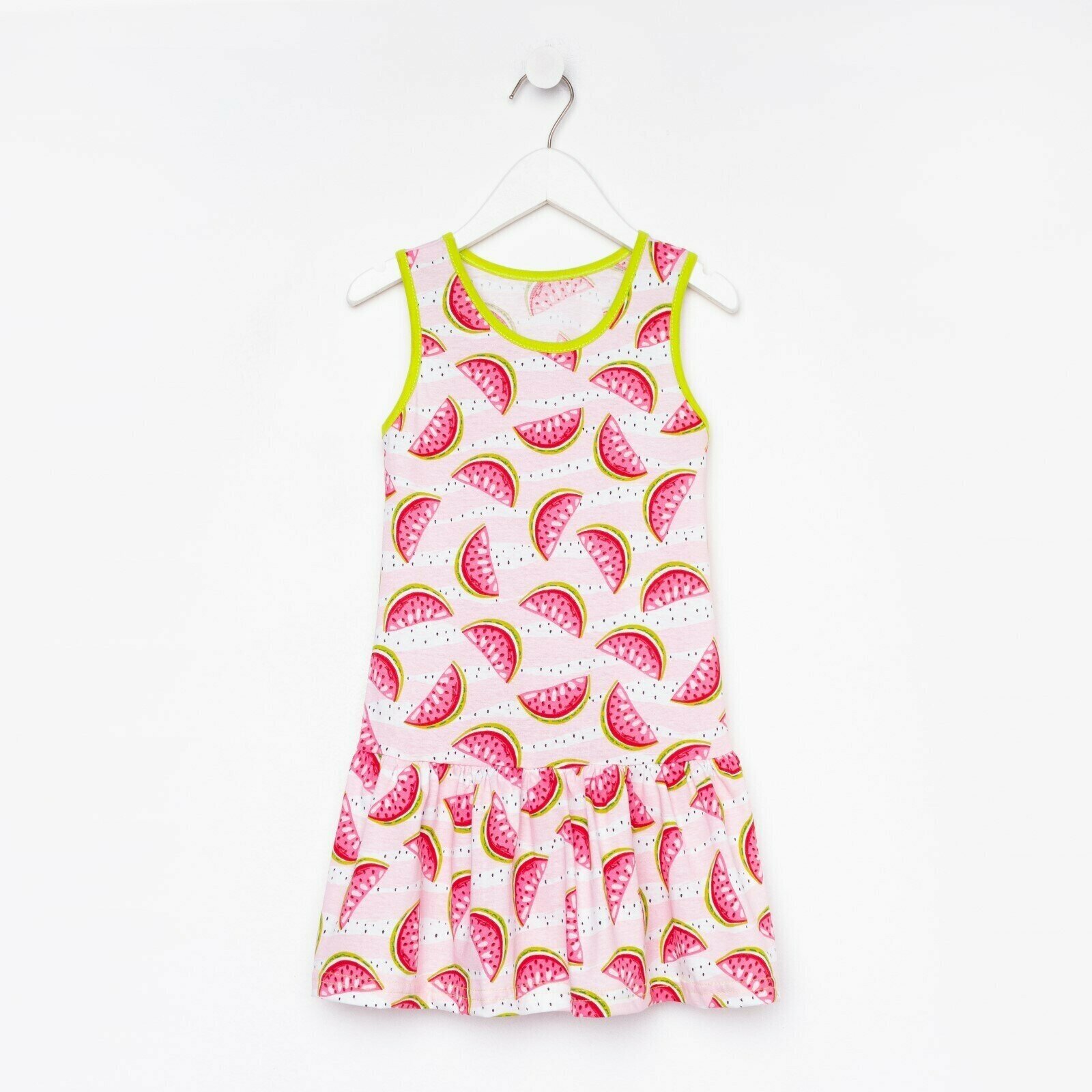 Платье для девочки, цвет розовый/арбузы, рост 122 см - фотография № 1