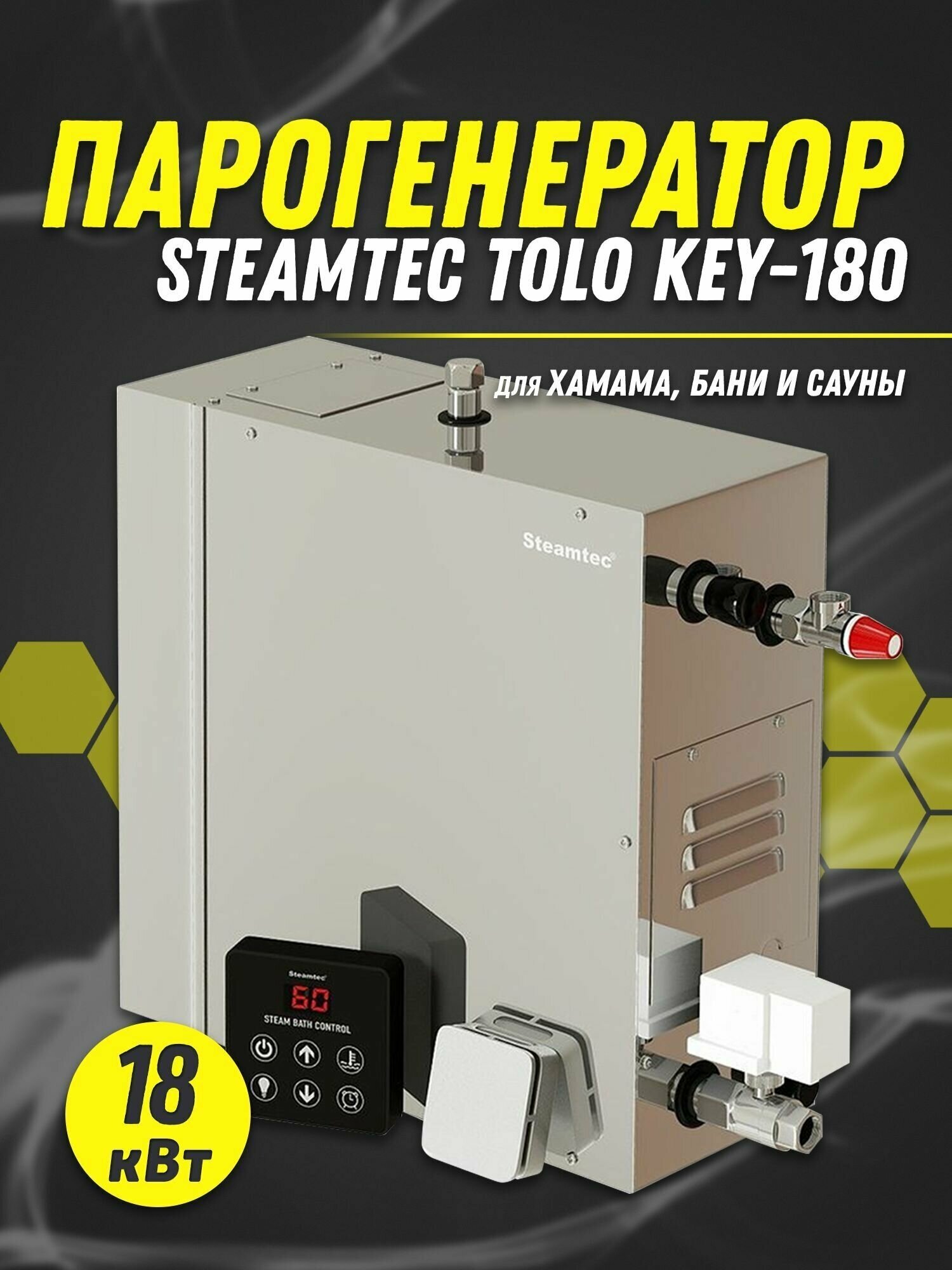 Парогенератор Steamtec TOLO-180-KEY (18 Квт), 380В - фотография № 1