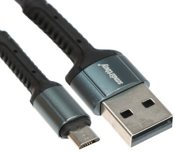 Smartbuy Кабель Smartbuy S26, microUSB - USB, 3 А, 1 м , быстрая зарядка, нейлоновая оплетка, серый