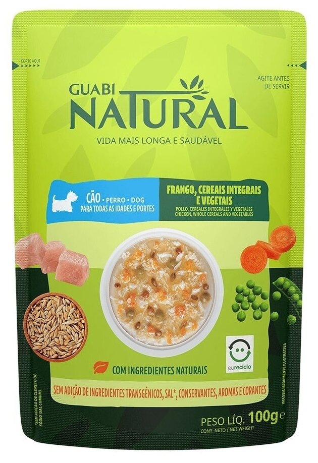 Guabi Natural влажный корм для собак курица цельнозерновые злаки и овощи (18шт в уп) 100 гр