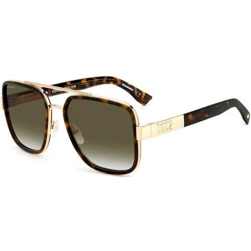 фото Солнцезащитные очки dsquared2, квадратные, оправа: металл, градиентные, для мужчин, коричневый