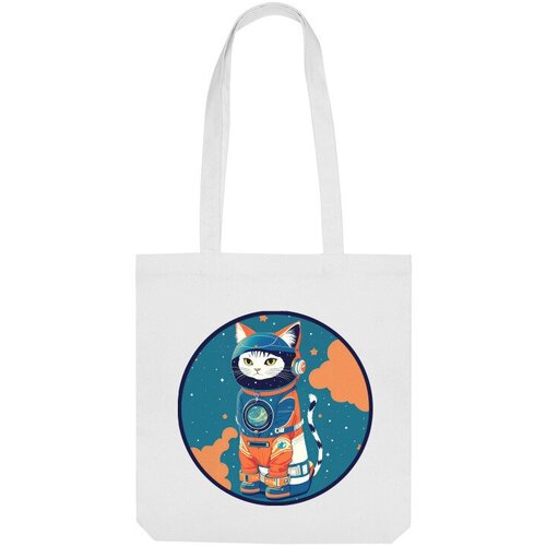 Сумка шоппер Us Basic, белый сумка кот космонавт ярко синий
