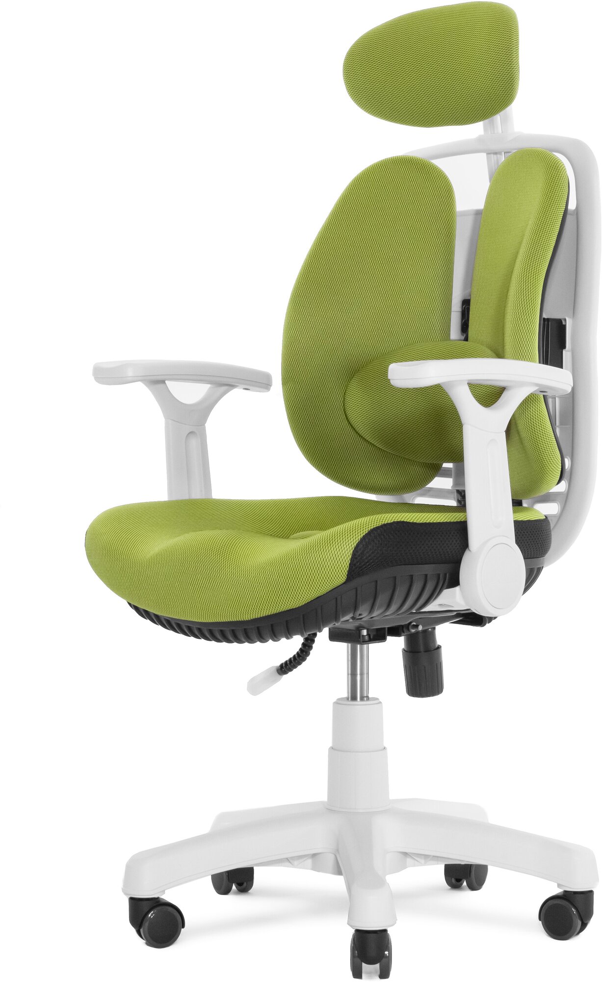 Компьютерное анатомическое кресло INNO Health с эластичным каркасом, цвет: зеленый/белый - фотография № 1