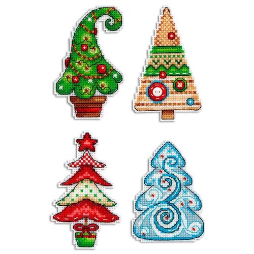 фото Набор для вышивания крестиком жар-птица магниты, "новогодние красавицы", 6*9 см