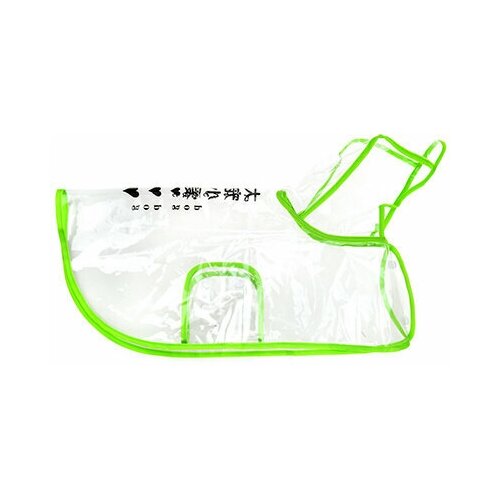 Одежда для собаки Плащ с капюшоном прозрачный, на кнопках р-р XL 41см, зеленый кант, ПВХ (Китай)