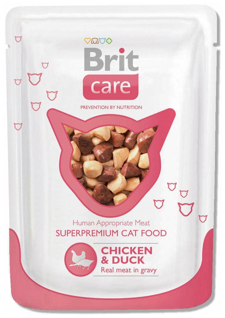 Корм для кошек Brit Care курица и утка 80 г 6 шт