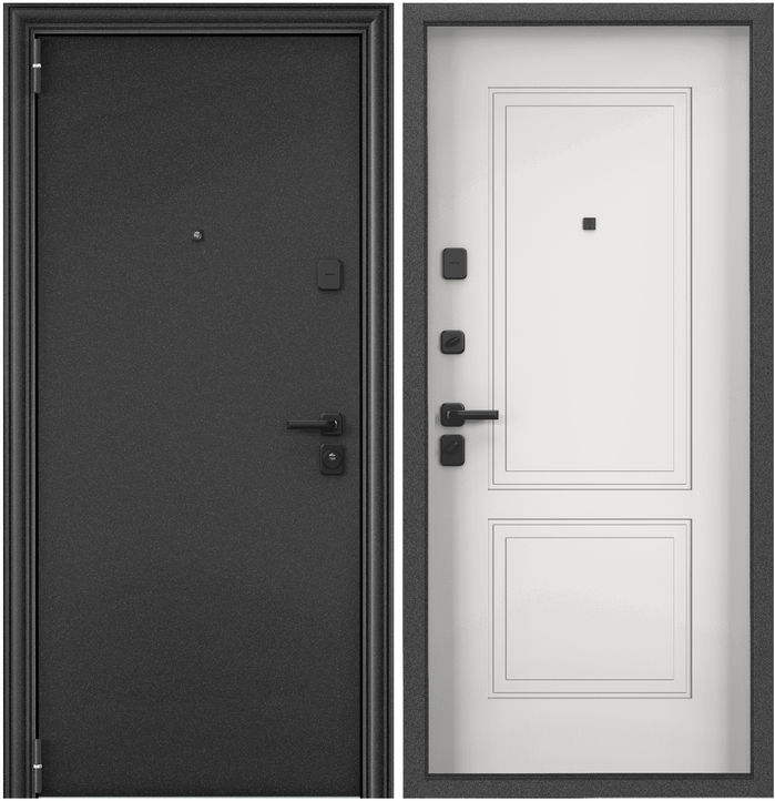 Дверь входная для квартиры Torex Comfort X 950х2050, левый, тепло-шумоизоляция, антикоррозийная защита, 2 замка 4-го защиты, темно-серый/белый