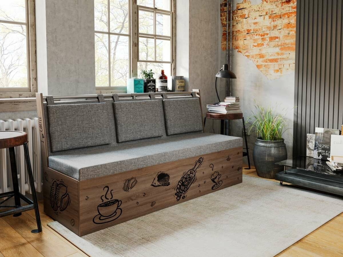 Кухонный диван Роденго 150х59х88 сонома-трюфель/серый - фотография № 4