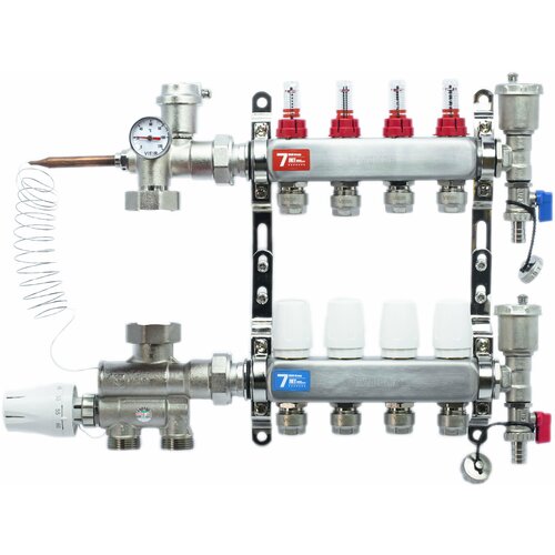 Комплект для водяного теплого пола до 70 квм Коллектор 4 контура 14455₽