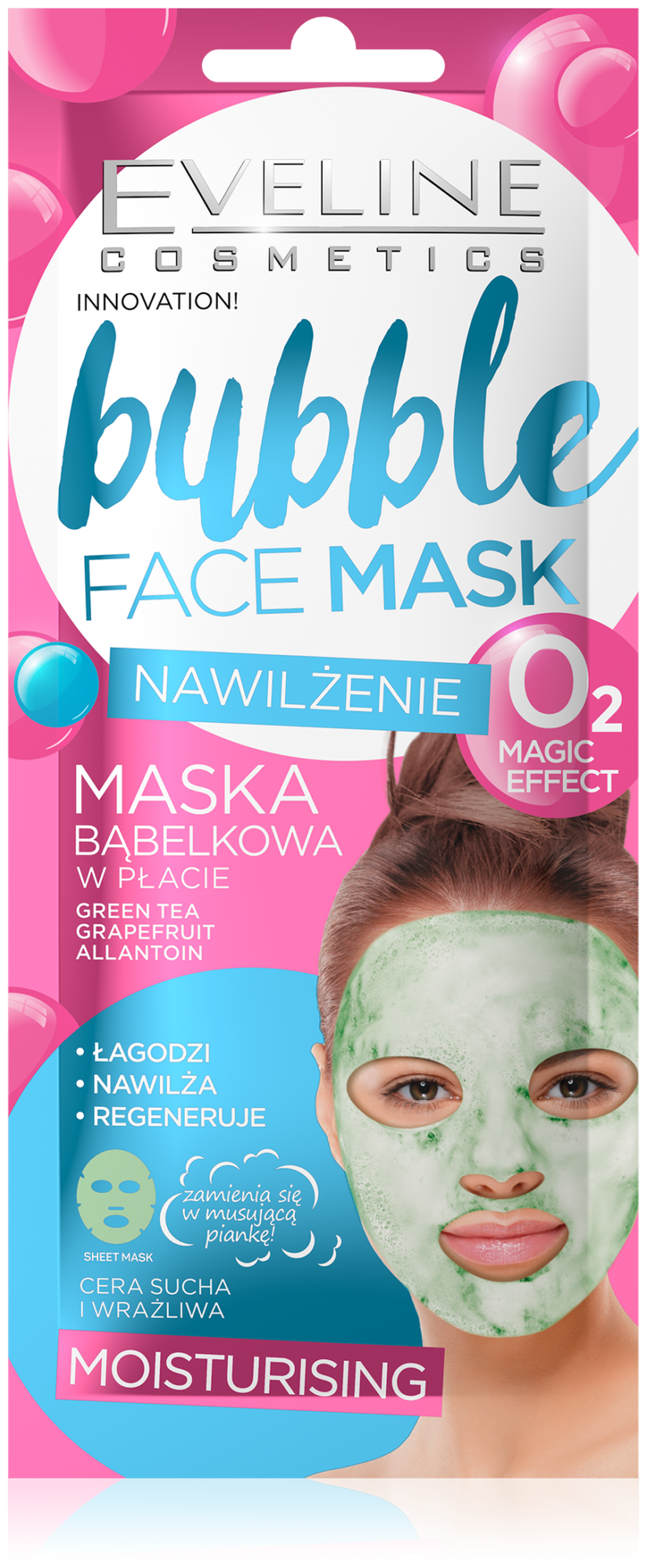 Eveline Cosmetics Увлажняющая пузырьковая тканевая маска Bubble Face Mask, 10 мл