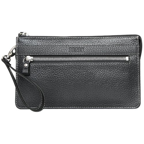 Портмоне/Клатч из натуральной кожи Petek 1855 701.46D.KD1 черный, с прострочкой